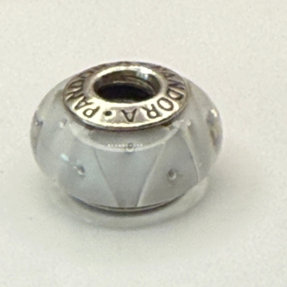 Retired Pandora White “Bubbles” Murano Glass Charm 790594